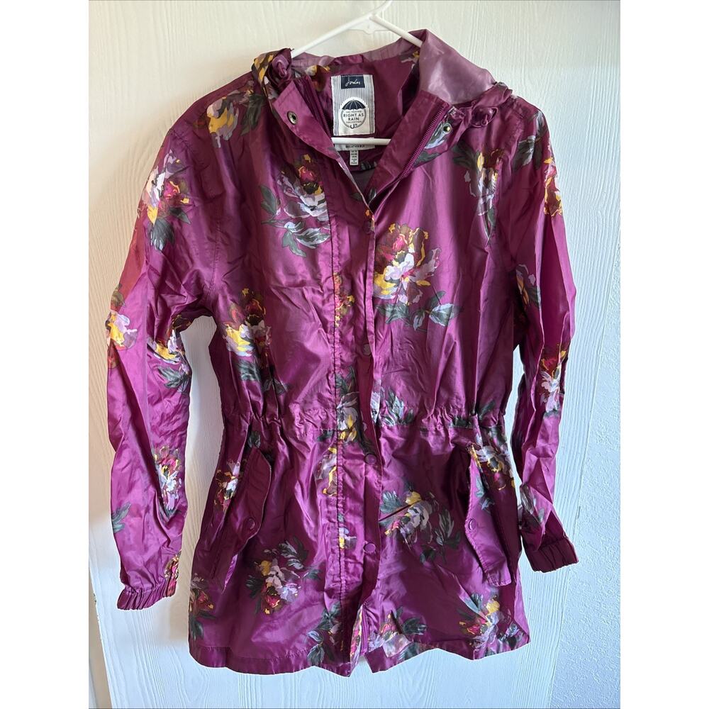Joules Magenta Floral Hooded Rain Jacket